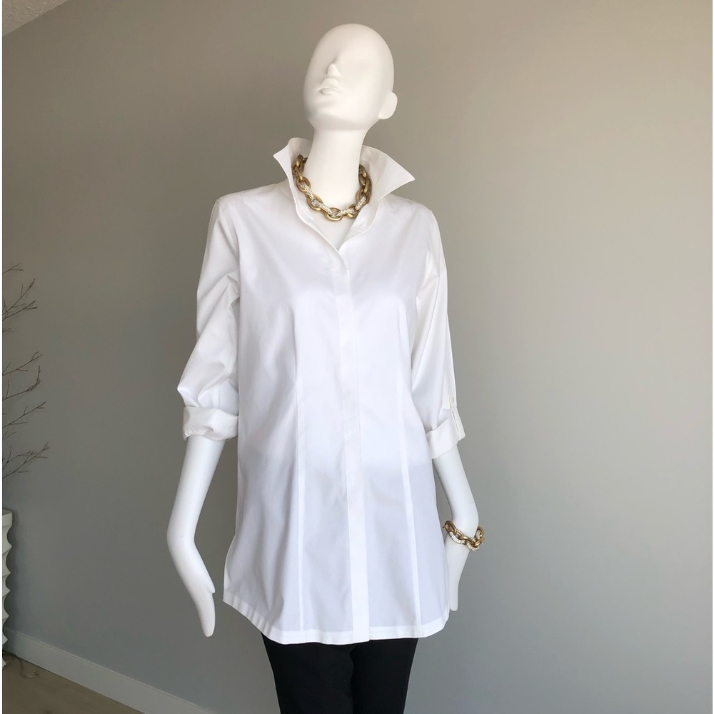 Chicos White Button down Tunic shirt
